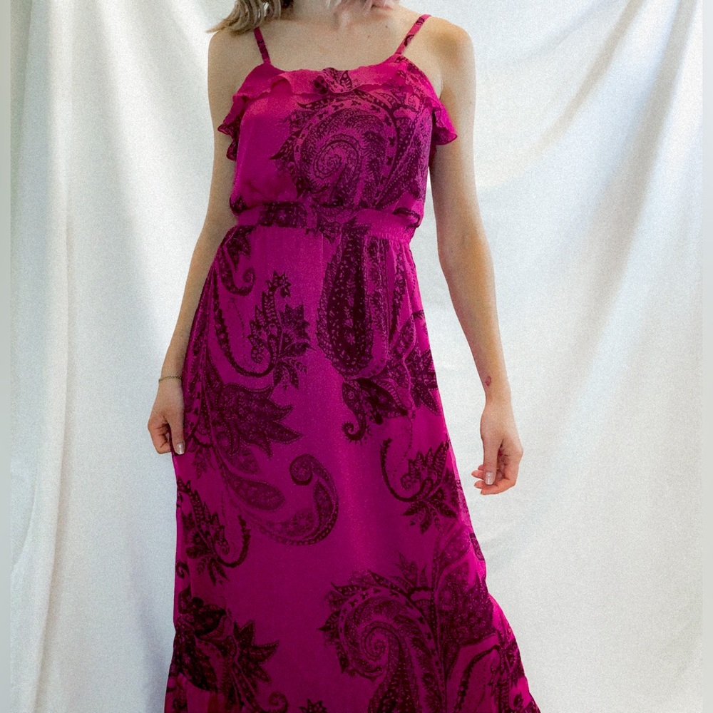 Fuchsia Paisley Maxi Dress – Effortlessly Bohemian - Size XS